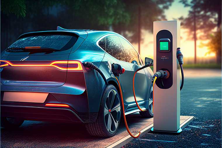 An electric car being charging