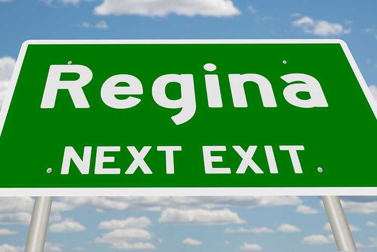 Road sign board with Regina on it
